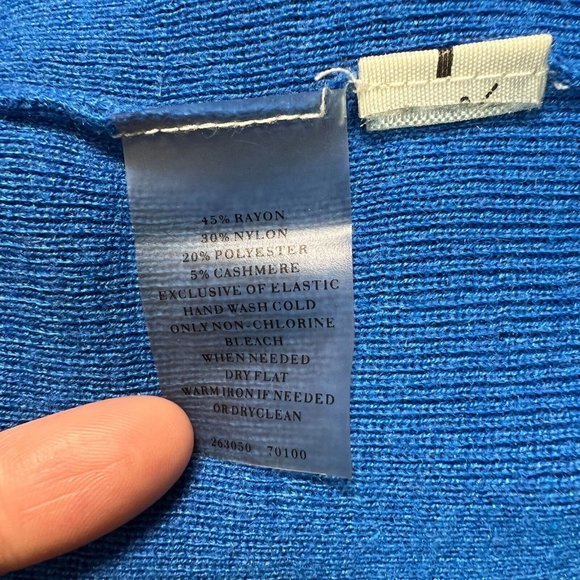 Ann Taylor Turtleneck Sweater L Blue Cashmere Blend Long Sleeve Lightweight Slim - Picture 8 of 8